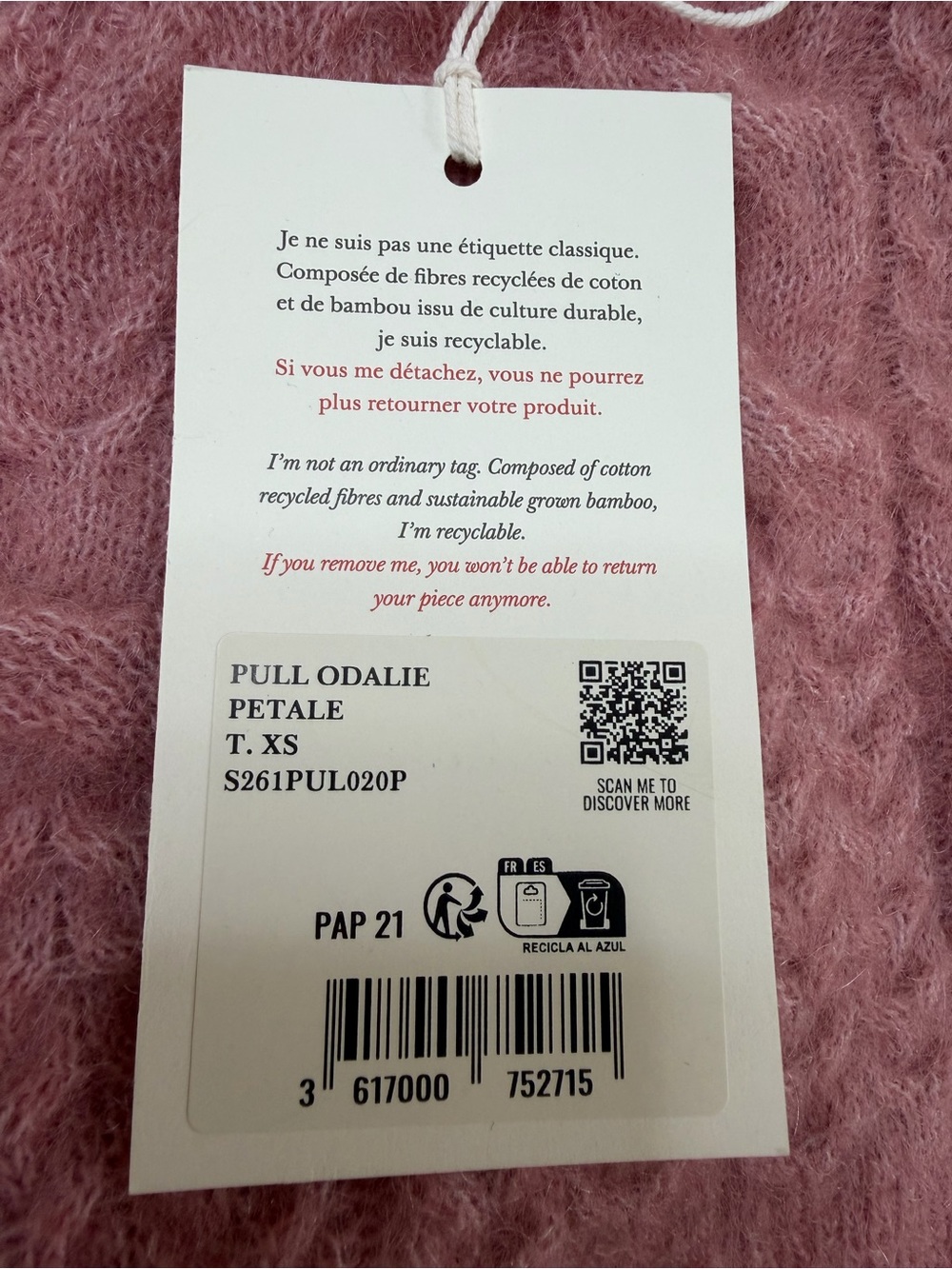 Sezane Odalie Sweater in Petal Pink size XS NEW - Picture 13 of 13